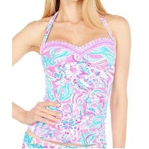 Lilly Pulitzer Womens Pink Jimmi Halter Tankini Swim